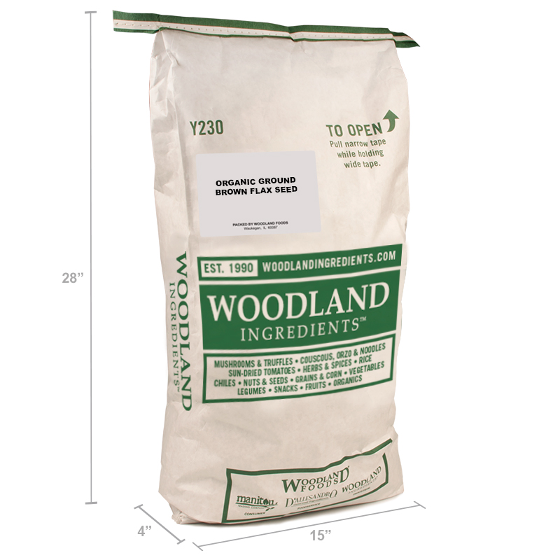 Woodland Foods - ORGANIC GROUND BROWN FLAXSEED - 25 lb bag each